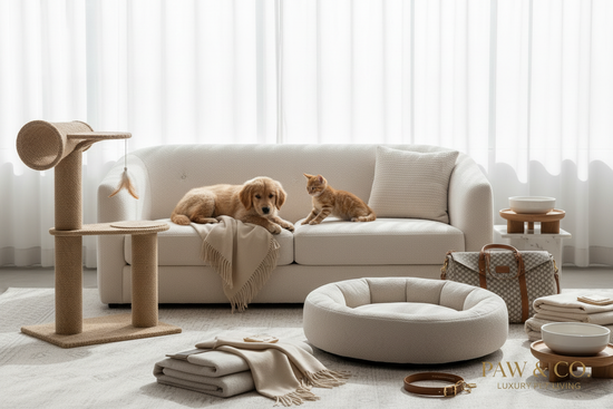 Chien et chat sur un canapé