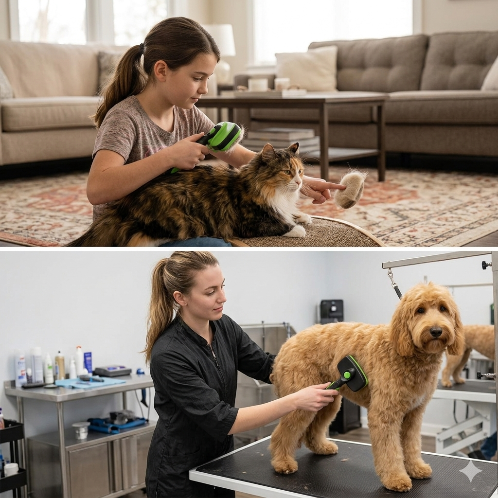Douneshop 🐾 Brosse Autonettoyante Anti-Poils — Peigne de Toilettage pour Chien & Chat